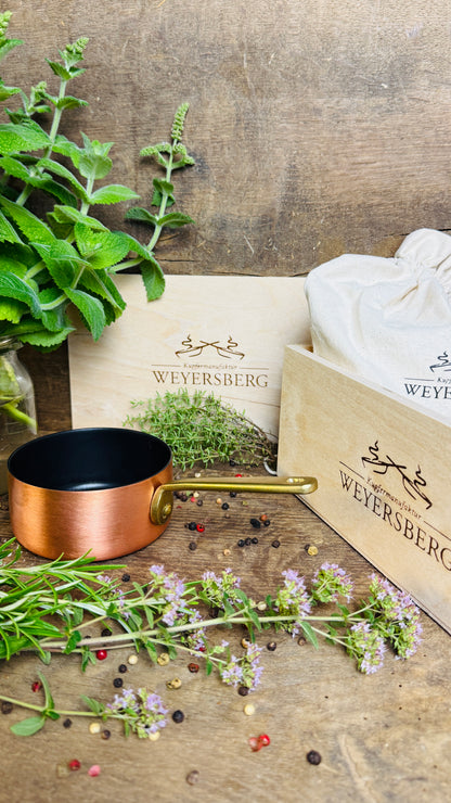Weyersberg Kupfer-Butterpfännchen – Butterwärmer & Soßentopf 10 cm Durchmesser (nicht Induktionsgeeinigt)