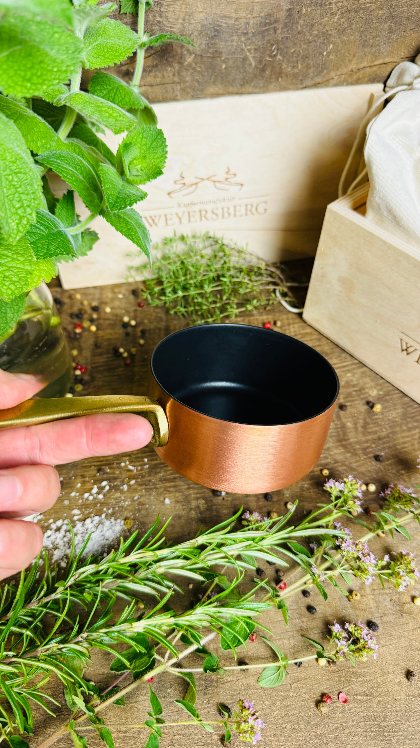 Weyersberg Kupfer-Butterpfännchen – Butterwärmer & Soßentopf 10 cm Durchmesser (nicht Induktionsgeeinigt)