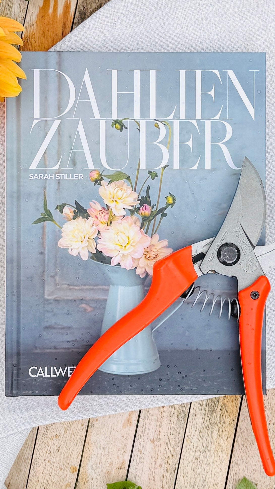 Geschenkset „Dahlienzauber“ – Dahlienbuch & Original LÖWE 14.107 Bypass-Schere