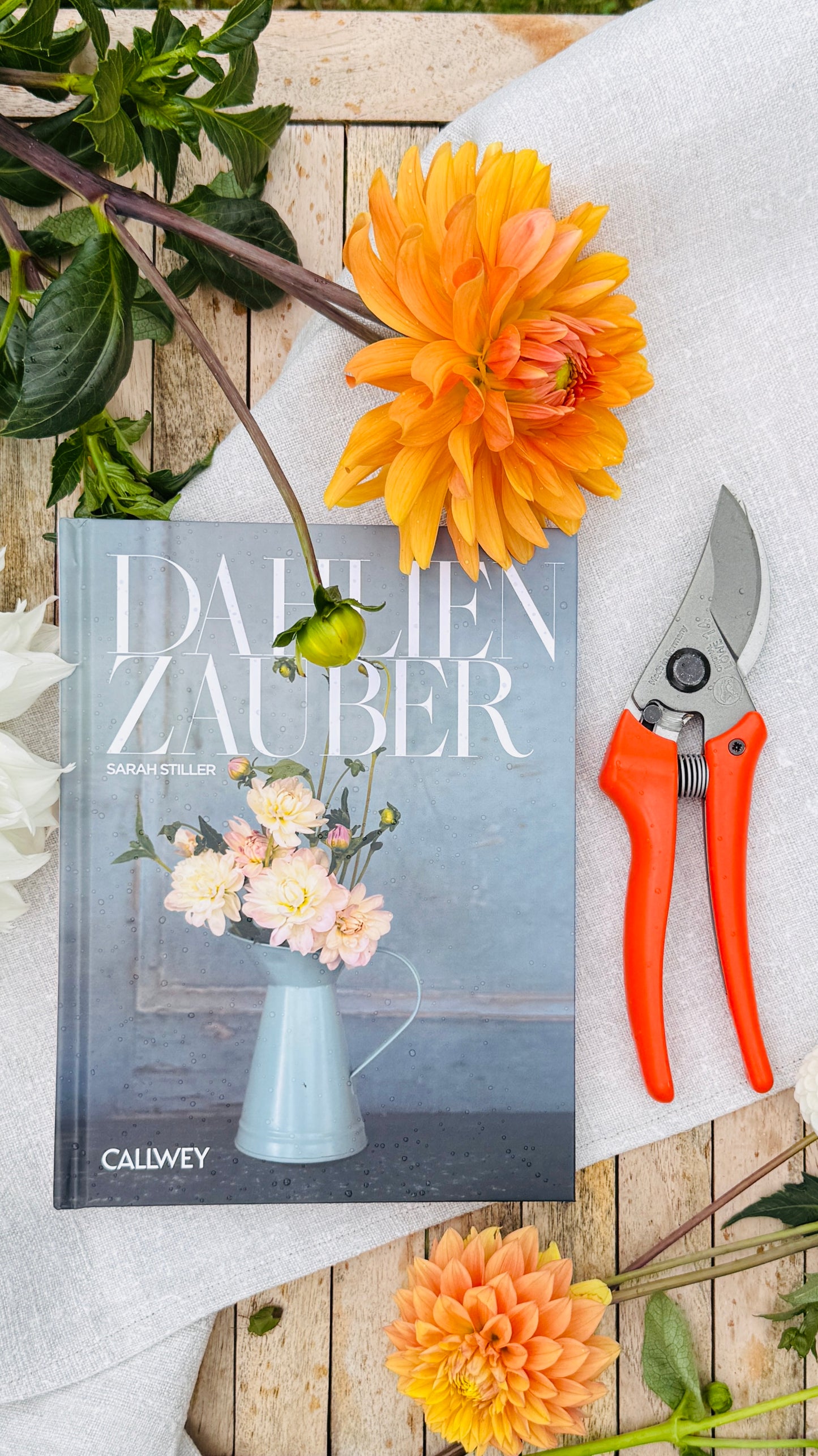 Geschenkset „Dahlienzauber“ – Dahlienbuch & Original LÖWE 14.107 Bypass-Schere