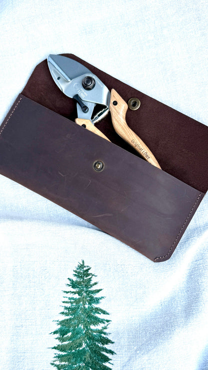 Geschenkset Original LÖWE N6.107 Natural Gartenschere & handgefertigtes Lederetui