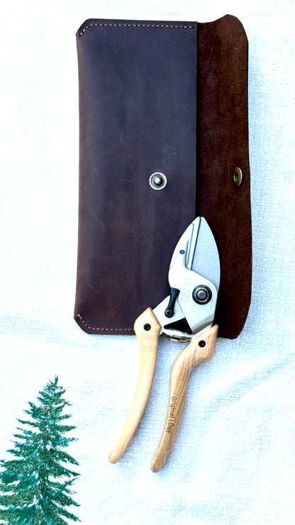 Geschenkset Original LÖWE N6.107 Natural Gartenschere & handgefertigtes Lederetui