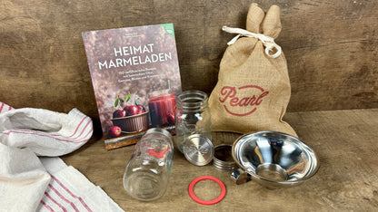 Geschenkset „Heimatmarmeladen“ – Buch & Pearl Einmach-Set
