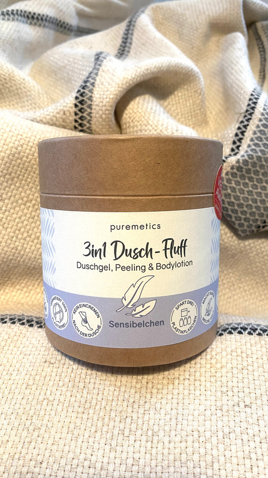 Strandtuch, Saunatuch, Badetuch 50% Leinen 50% Baumwolle Grau mit 3in1 Dusch-Fluff Sensibelchen