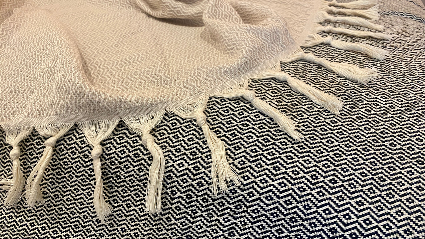 Überwurfdecke, Wolldecke, Decke 100% Baumwolle 220x260 cm
