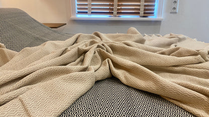 Überwurfdecke, Wolldecke, Decke 100% Baumwolle 220x260 cm