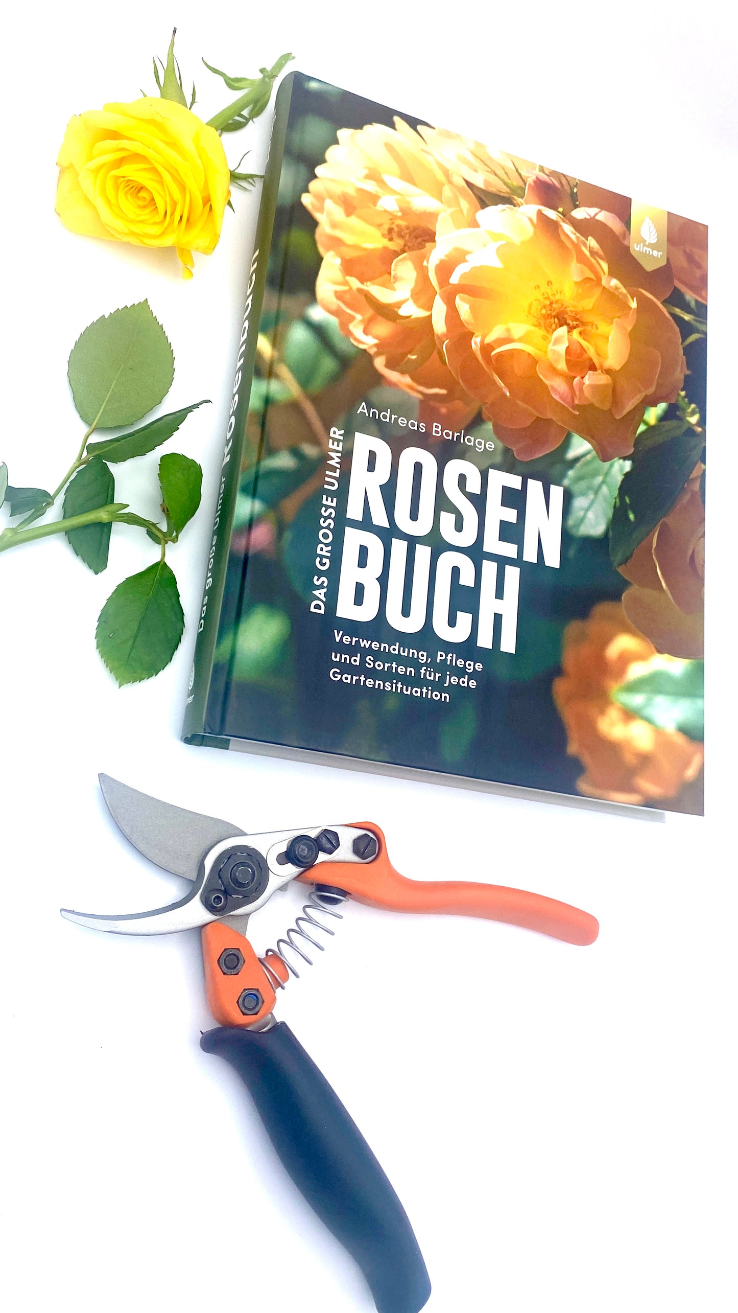 Geschenkset Das große Rosen Buch mit Original Löwe Bypass-Schere mit Rollgriff
