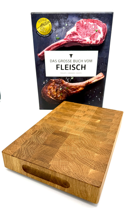 Geschenkset Das große Buch vom Fleisch & Finnisches Hackbrett aus Eiche