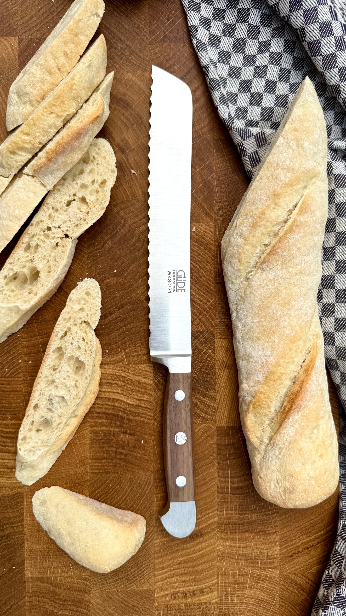 Güde Brotmesser Alpha Walnuss (Klingenlänge: ca. 21 cm)
