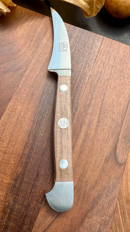 Geschenkset - Güde Schälmesser Alpha Walnuss (ca. 6 cm) und 2  Brettchen Walnuss Buche Design