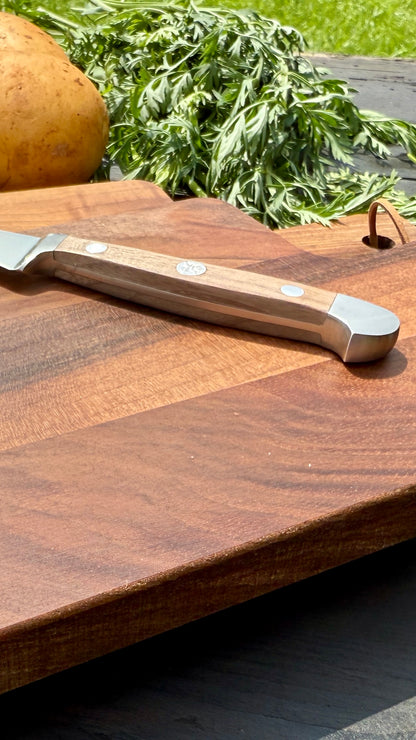 Geschenkset - Güde Schälmesser Alpha Walnuss (ca. 6 cm) und 2  Brettchen Walnuss Buche Design