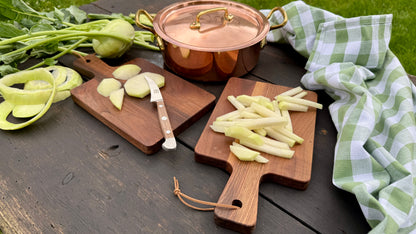 Geschenkset - Güde Schälmesser Alpha Walnuss (ca. 6 cm) und 2  Brettchen Walnuss Buche Design