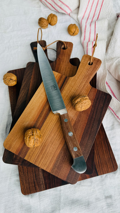 Geschenkset - Güde Schinkenmesser – Alpha Walnuss & drei Walnuss/Buchenbrettern