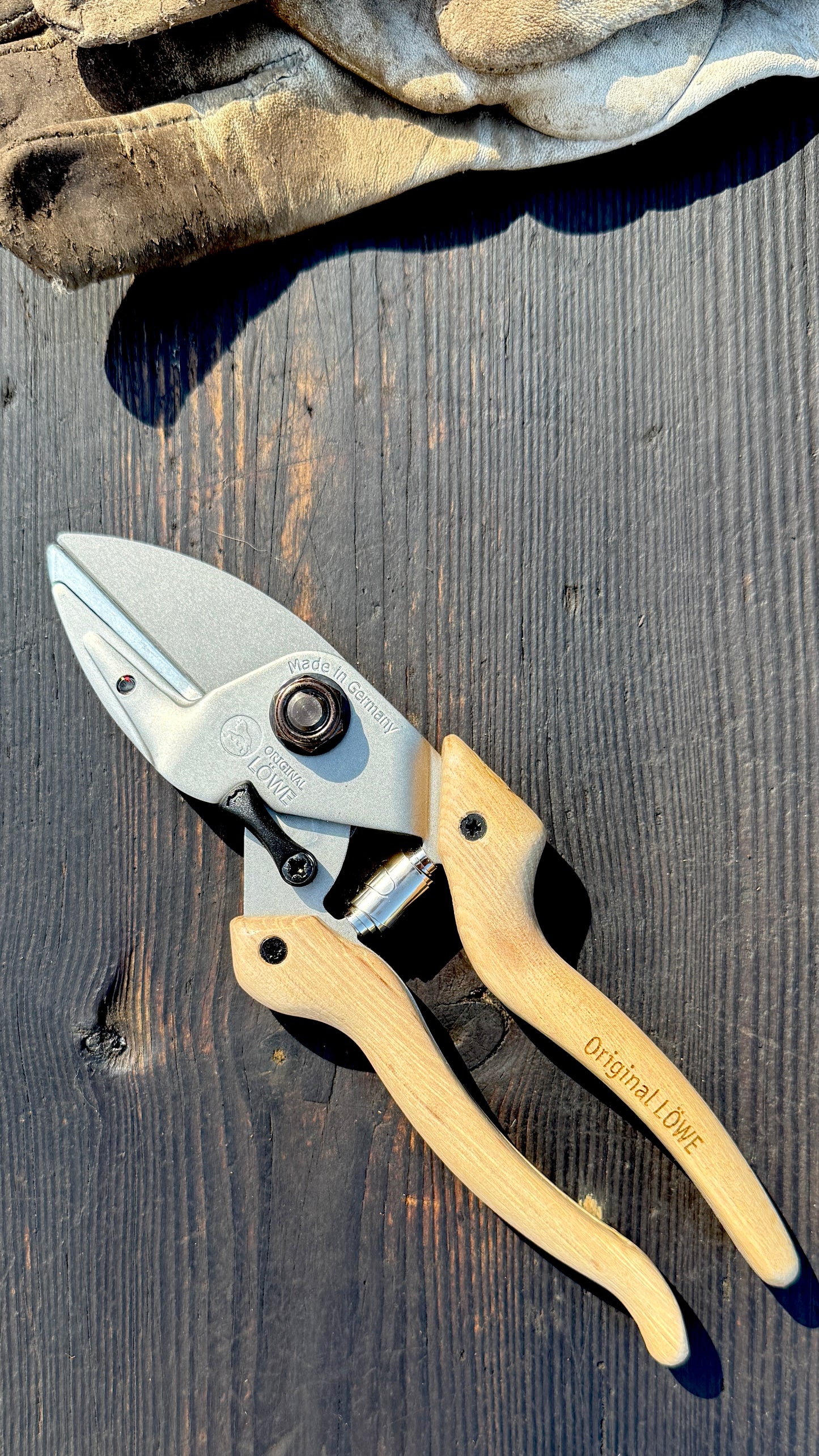 Original Löwe 6.104 Amboss-Schere Natural Echtholzgriff