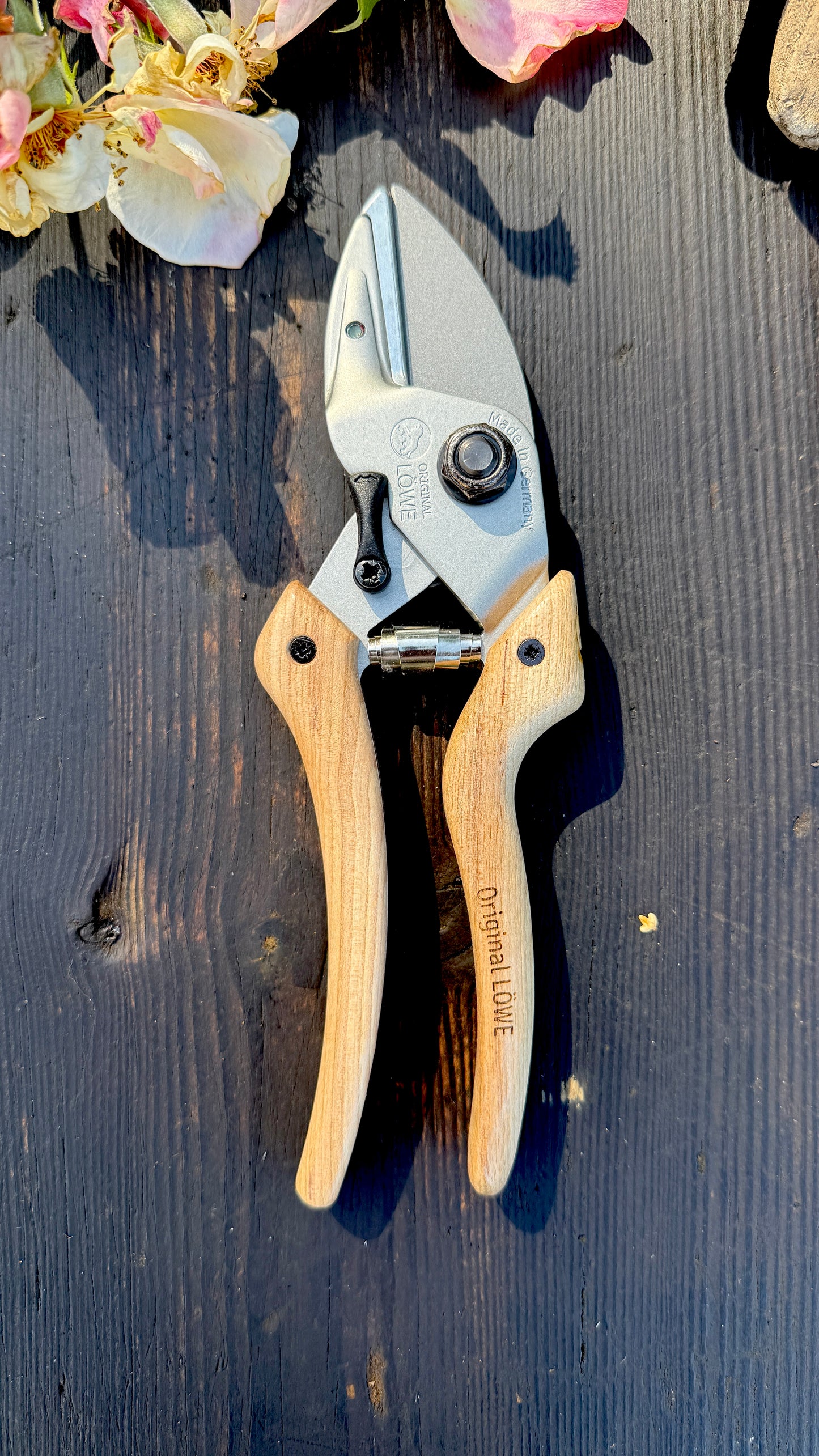 Original Löwe 6.107 Amboss-Schere Natural Echtholzgriff
