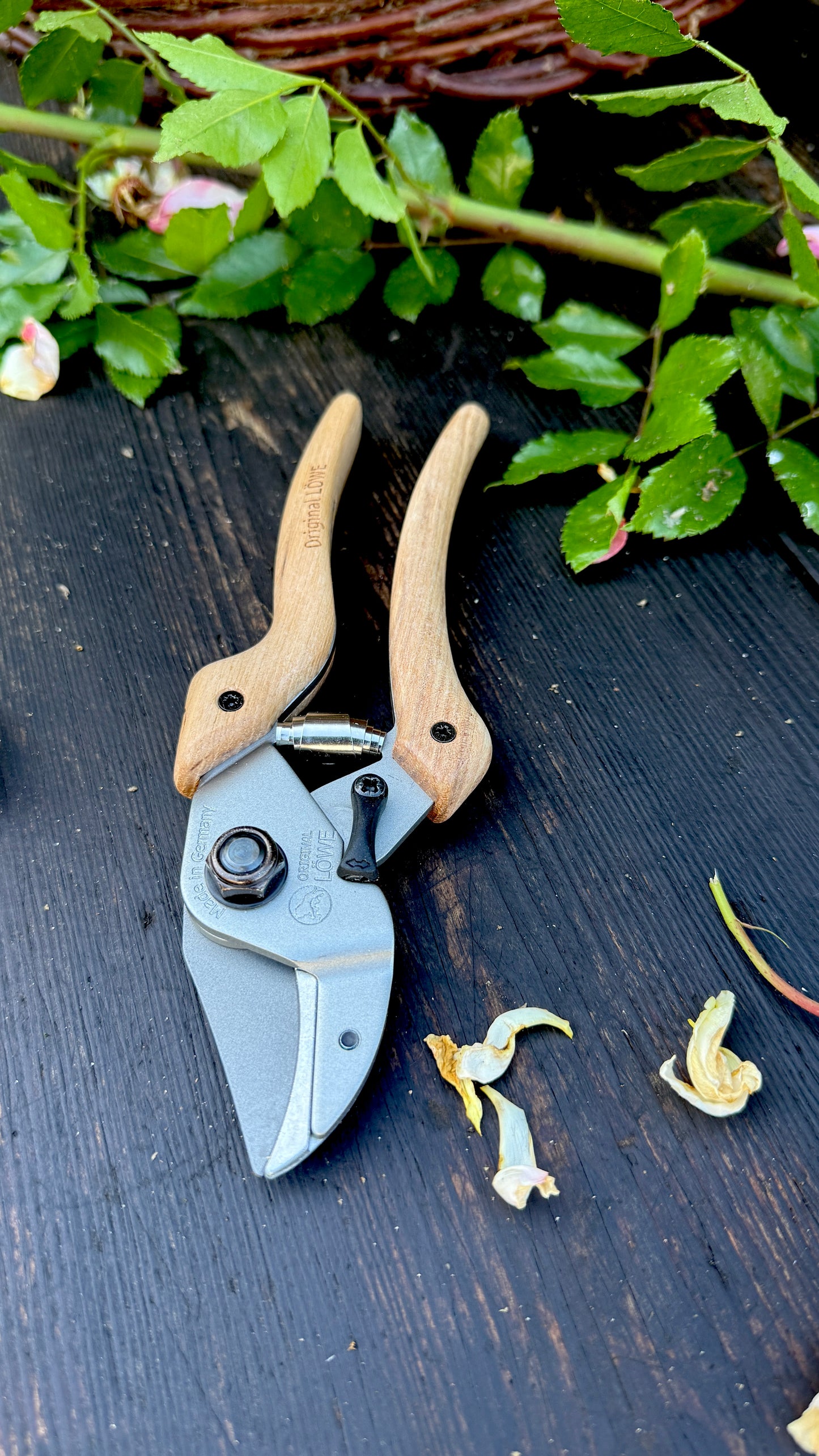 Original Löwe 7.107 Natural – Amboss-Gartenschere Professional Easy Cut