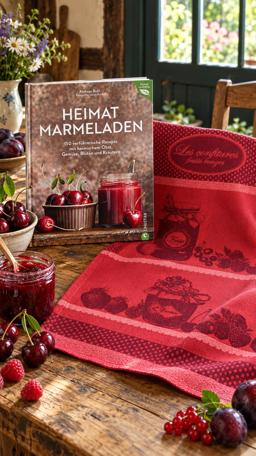 Geschenkset „Marmeladenliebe“ - Buch Heimat-Marmeladen & Coucke Geschirrtuch