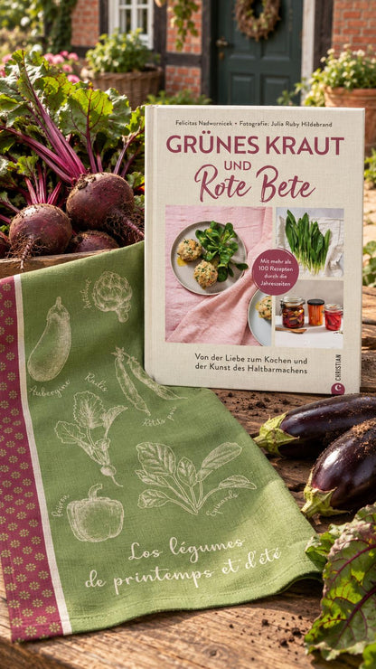 Geschenkset „Küchengartenliebe“ - Buch Grünes Kraut & Rote Bete & Coucke Geschirrtuch