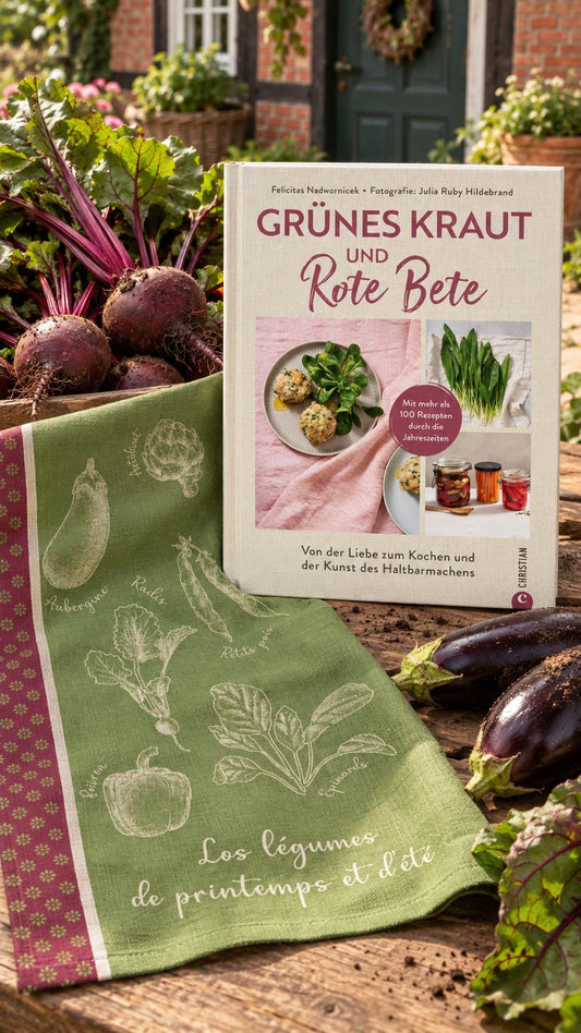 Geschenkset „Küchengartenliebe“ - Buch Grünes Kraut & Rote Bete & Coucke Geschirrtuch