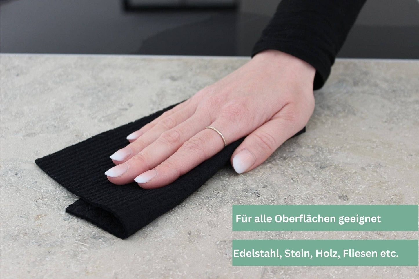 Öko-Schwammtuch kompostierbar, schwarz, 4er Set