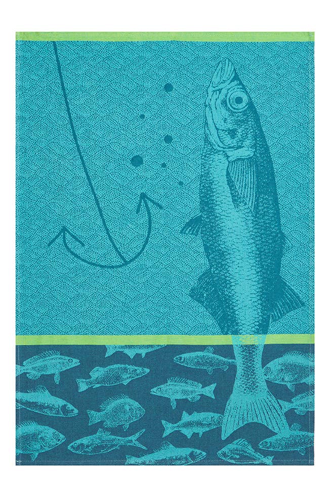 Geschirrtuch aus Baumwolle ca. 50x75 cm - Jacquard - Poissons Bleu Design