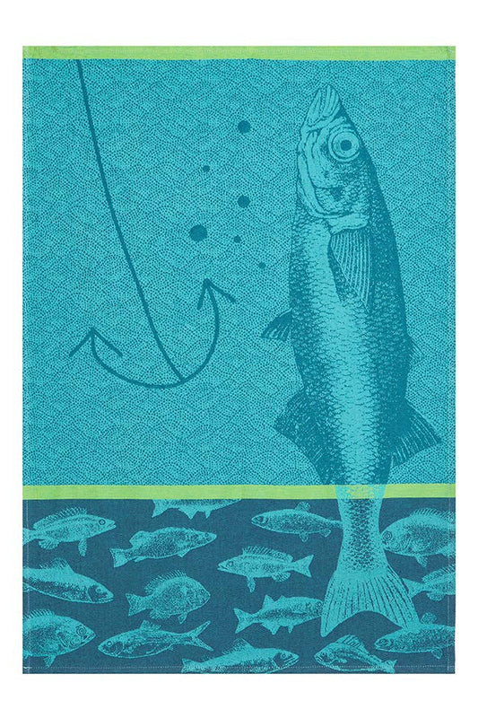Cotton tea towel approx. 50x75 cm - Jacquard - Poissons Bleu Design