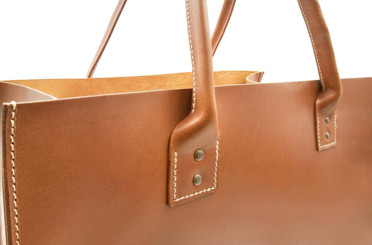 Einkaufstasche in Leder für den Markt oder Kaminholztasche aus Leder
