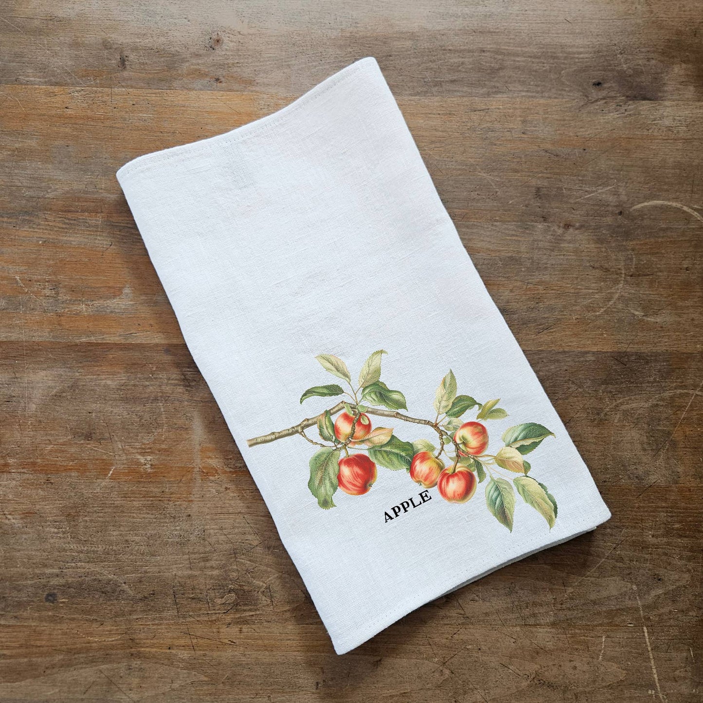 Küchentuch aus 100% Leinen mit Apfel-Print