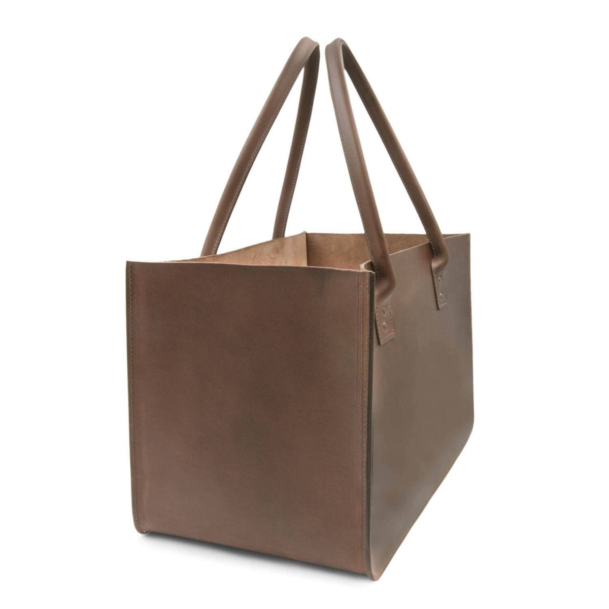 Einkaufstasche in Leder für den Markt oder Kaminholztasche aus Leder