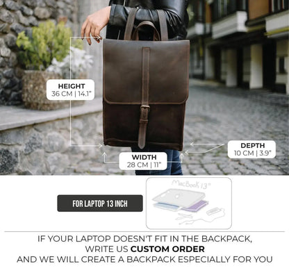 Handgefertigter Lederrucksack Unisex – Pikore