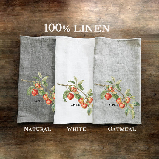Küchentuch aus 100% Leinen mit Apfel-Print