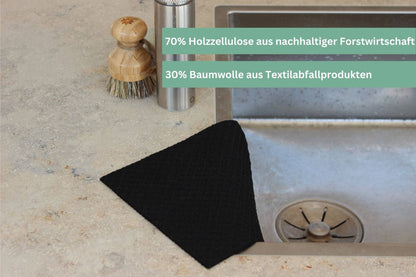 Öko-Schwammtuch kompostierbar, schwarz, 4er Set