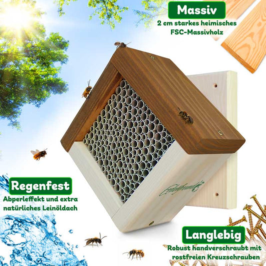ERDENFREUND® Wildbienenhaus mit 4-fach Aufhängung