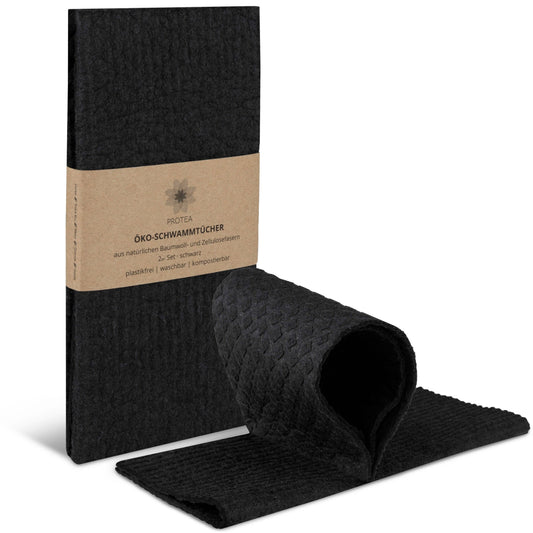 Öko-Schwammtuch kompostierbar, schwarz, 4er Set