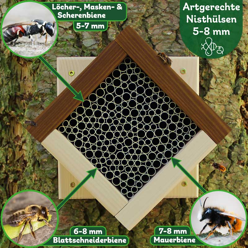 ERDENFREUND® Wildbienenhaus mit 4-fach Aufhängung