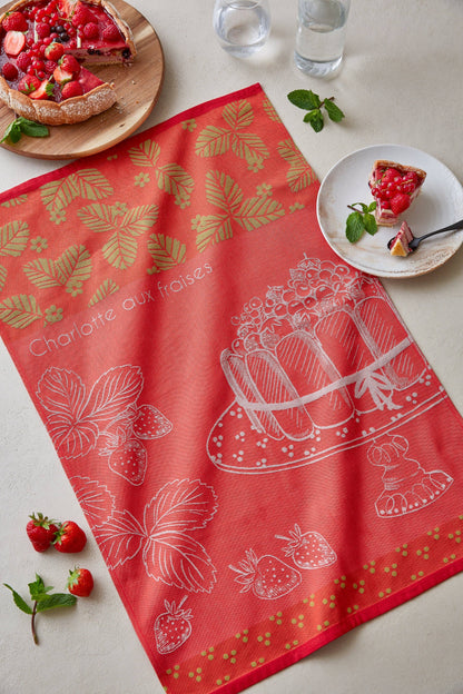 Jacquard-Geschirrtuch „Charlotte aux Fraises”