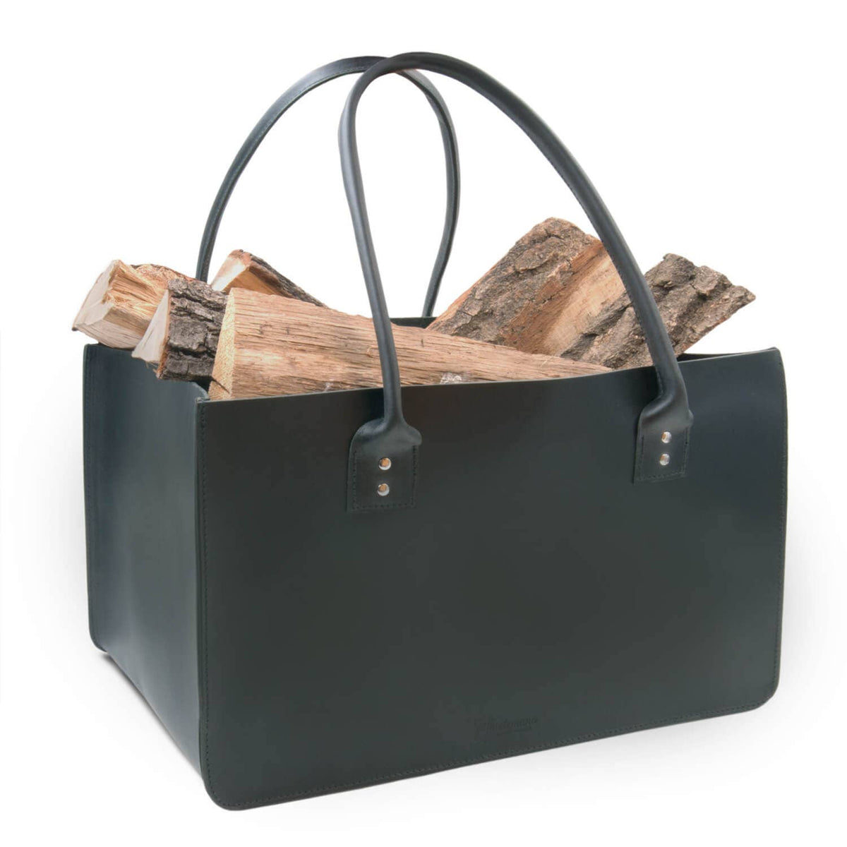 Einkaufstasche in Leder für den Markt oder Kaminholztasche aus Leder