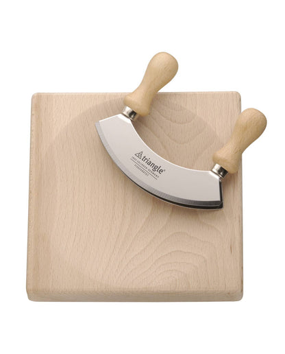 triangle Schneidbrett für Wiegemesser aus massiver Buche 20 × 20 cm
