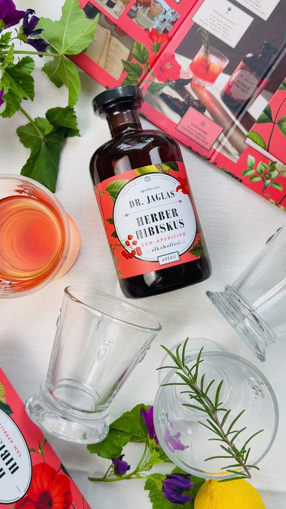 Geschenkset 4er Gläser La Rochère & Dr. Jaglas Hibiskus in Geschenkbox