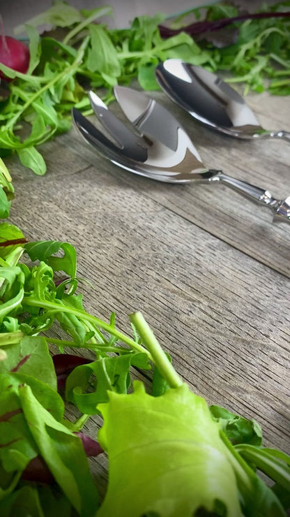 Eichenlaub Hochwertiges Salatbesteck-Set  mit echten Hirschhorn-Griffen