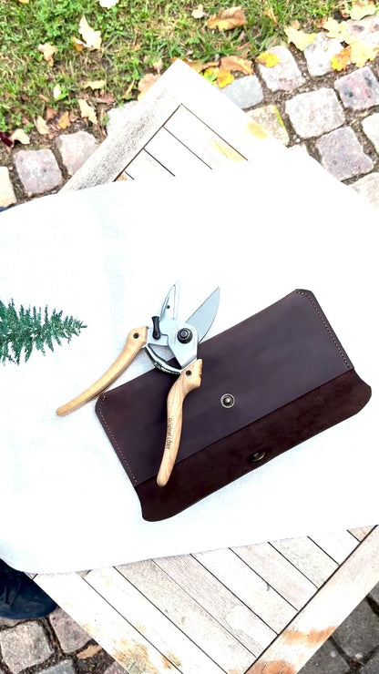 Geschenkset Original LÖWE N6.107 Natural Gartenschere & handgefertigtes Lederetui